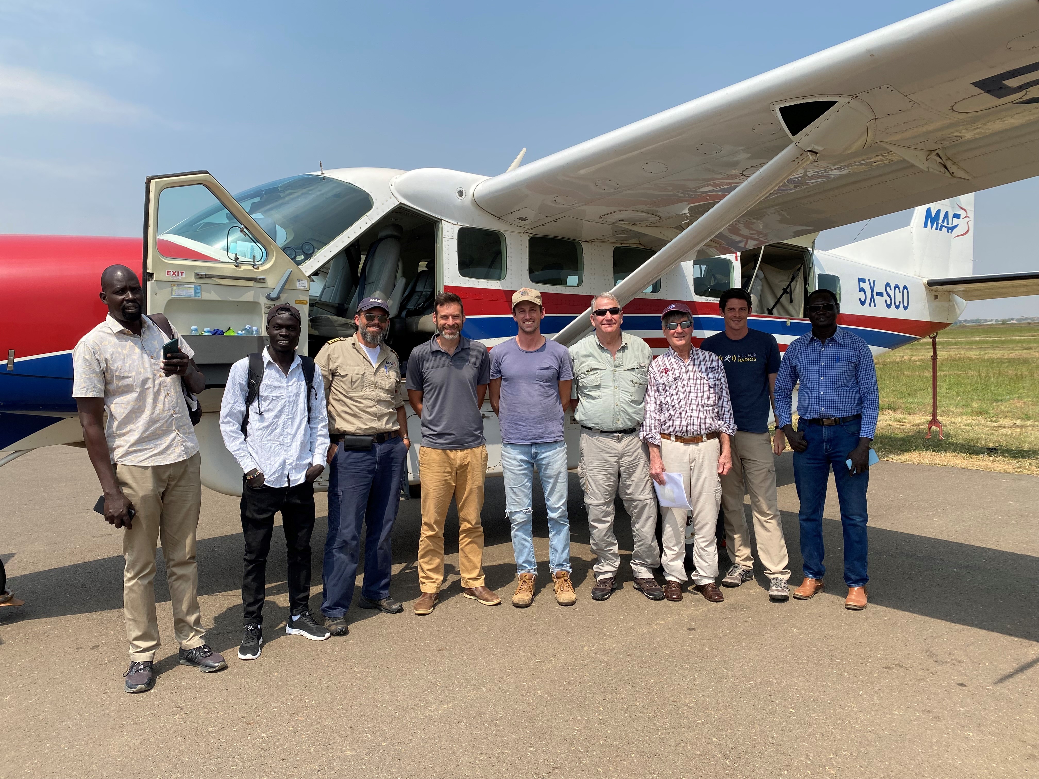 Every Village Team waiting to board their flight in Juba