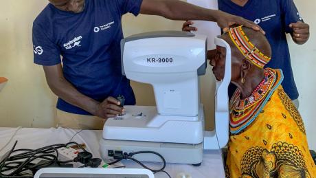 An eye examination by eye specialist