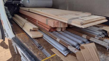 Building material of the church all loaded into the aircraft