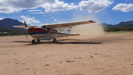 A MAF Cessna 206 at Haydom in Tanzania.