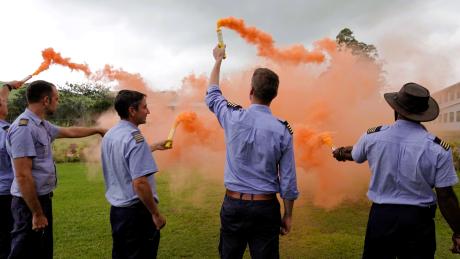 Pilots letting go of emergency flares