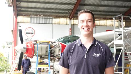 Matt Kaye in the hangar