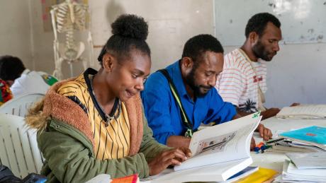 students in classroom at the Telefomin Community Health Worker Training School