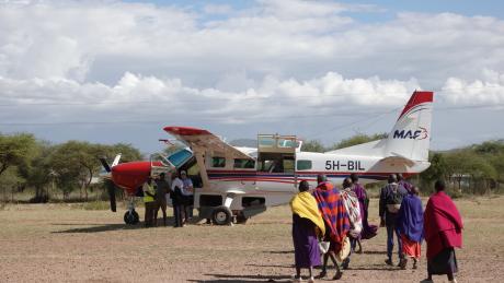 Patient moving toward the plane