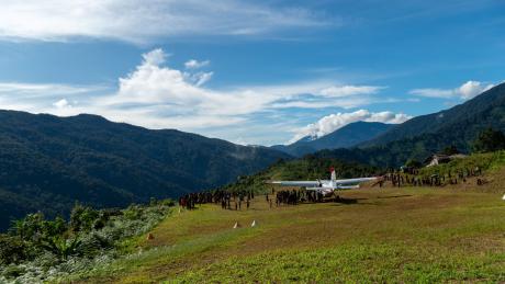 Dimanbil airstrip view from the top down the airstrip and valley