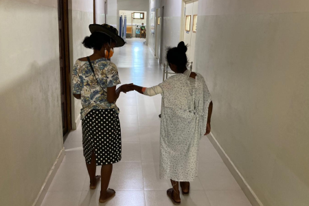 Sarah and mother at HVM hospital Mandritsara after surgery