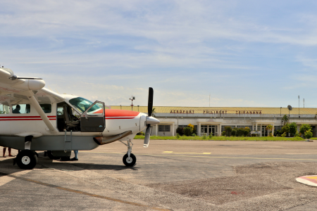 MAF plane on airstrip in Majunga 