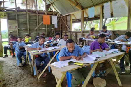 Primary teacher students studying