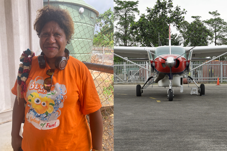 Ruth at Kiunga and MAF plane at Kiunga