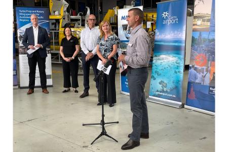 Advance Cairns executive chairman speaks at the press conference with MAFI COO Norman Baker