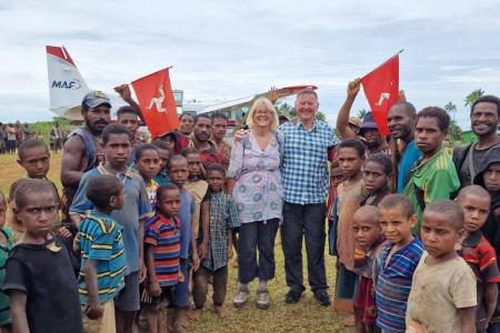 David and Alison Dorricot with the people of Dodomona