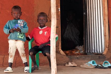 Two of the nine siblings, in Tut’s family, in Palorinya refugee settlement in northern Uganda.