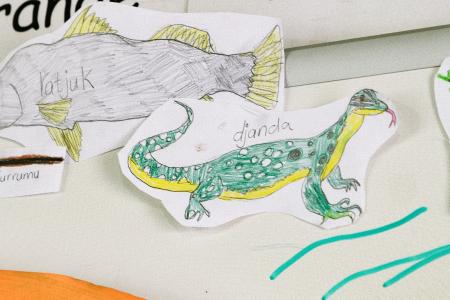 Student writing tasks on wall