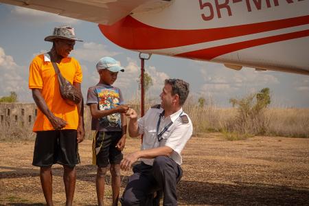 Florent with his son Nery and Patrick Keller - MAF Pilot