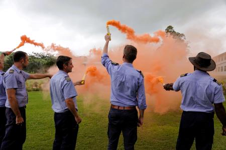 Pilots letting go of emergency flares