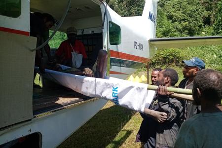 loading of a stretcher patient at Mibu