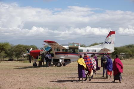Patient moving toward the plane