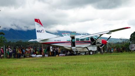 A plane on a bush airstrip
