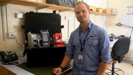 Pascal Muhlematter with Avionics test equipment