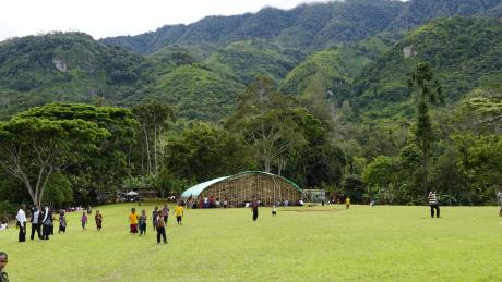 The temporary meeting tent for the commemoration