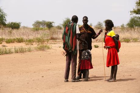 Akigyeno school guard talks to parents