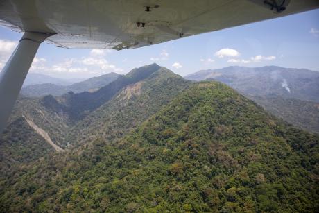 Mountains viewed from a small plane