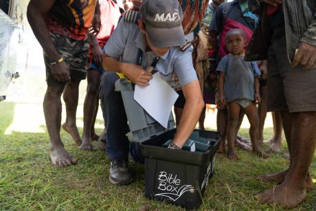 Bridget with her Bible Box