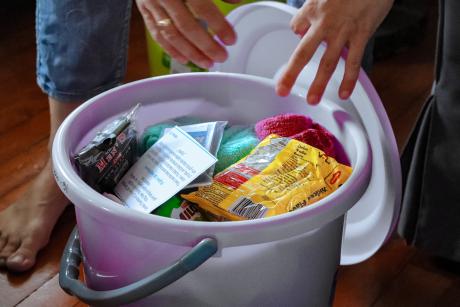 A sample care pack for medevac patients being airlifted to Goroka.