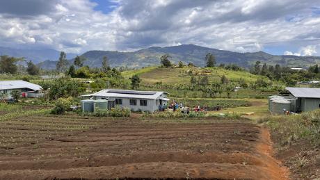 View over Bible Faith Orphanage with mountain ranges in the background