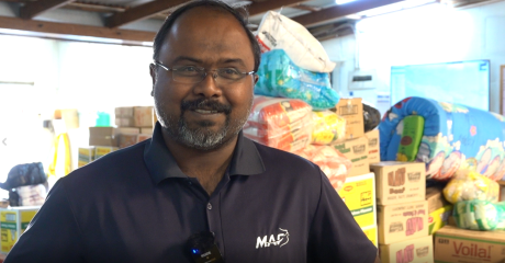 Samuel Gnanadurai in the MAF cargo base