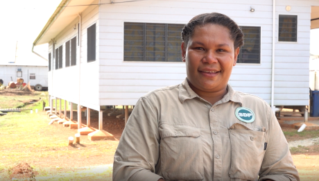 Mary Biyama being interviewed