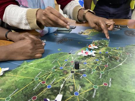 close up photo of the board of the Mission Flight Board Game 