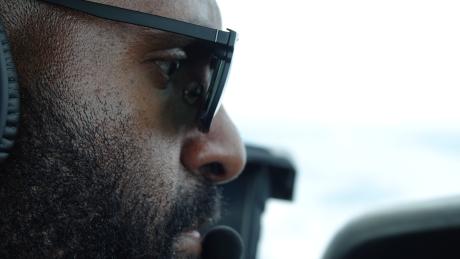 Closeup of Joseph Tua while piloting