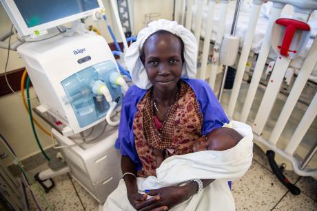 Ayen Akech with her son Arkanjelo Ochem during treatment at CURE Uganda Children’s Hospital