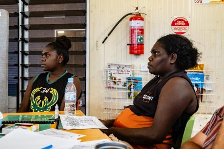 Two student teachers in workshop class