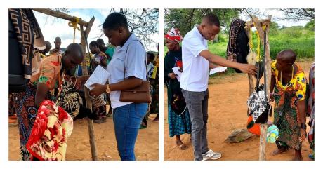 Children being measured 
